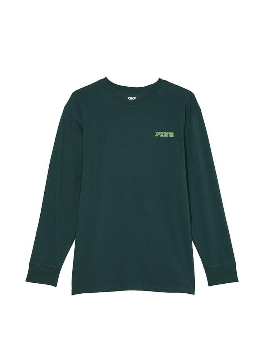 PINK Victoria's Secret Forest Green Long-Sleeve Crest Graphic Tee - Picture 2 of 10